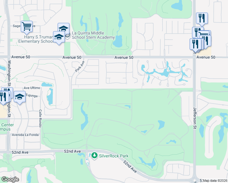 map of restaurants, bars, coffee shops, grocery stores, and more near 79365 Mandarina in La Quinta