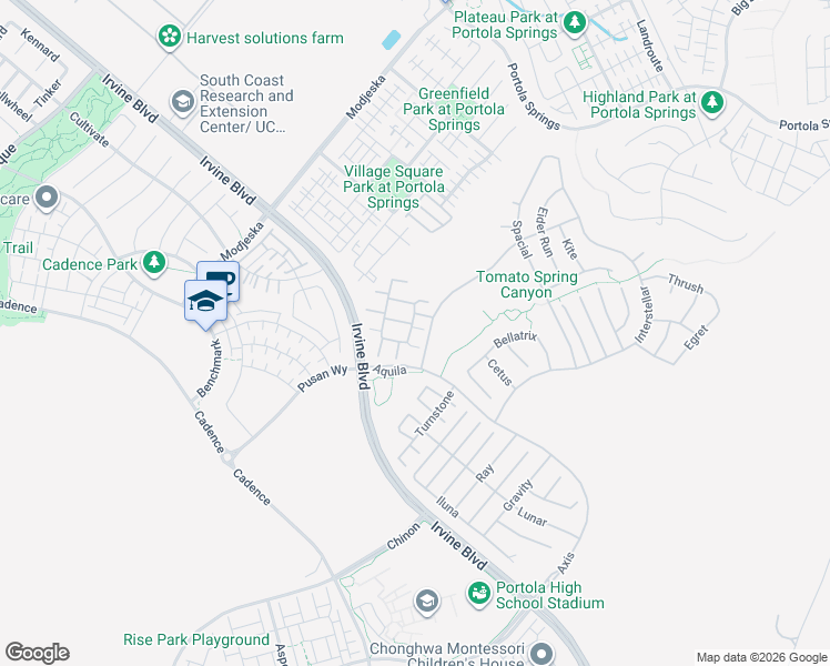 map of restaurants, bars, coffee shops, grocery stores, and more near 94 Swift in Irvine