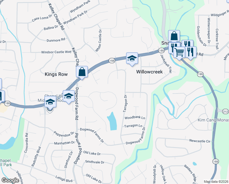 map of restaurants, bars, coffee shops, grocery stores, and more near 4387 Oakleaf Cove in Decatur