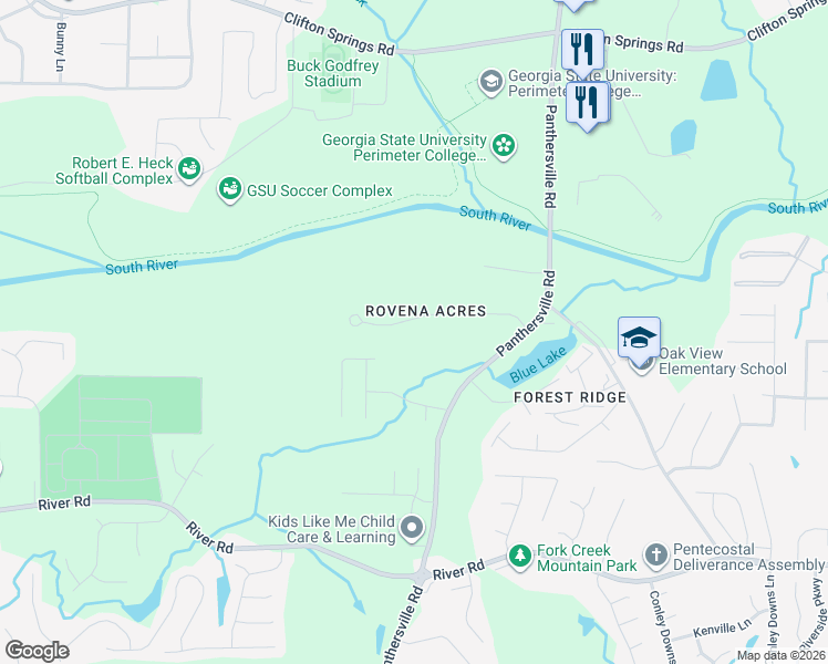map of restaurants, bars, coffee shops, grocery stores, and more near 2723 Rovena Ct in Decatur