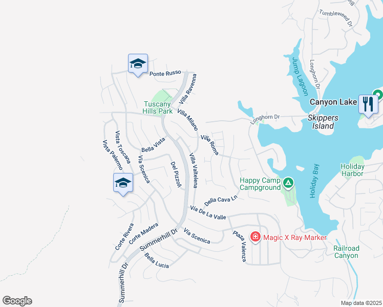 map of restaurants, bars, coffee shops, grocery stores, and more near Villa Valtelena & Villa Milano in Lake Elsinore
