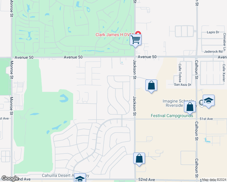 map of restaurants, bars, coffee shops, grocery stores, and more near 50535 Harps Canyon Drive in Indio