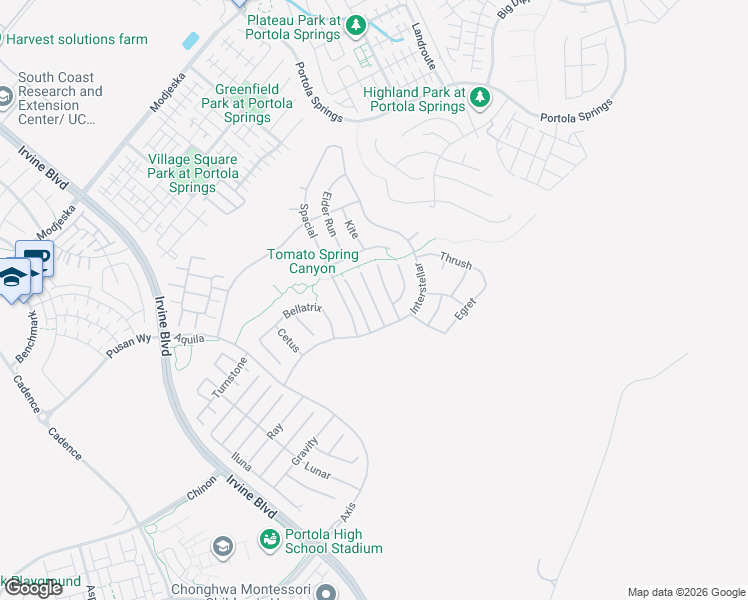 map of restaurants, bars, coffee shops, grocery stores, and more near Hawking in Irvine