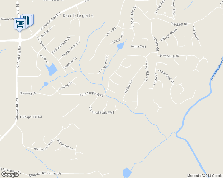 map of restaurants, bars, coffee shops, grocery stores, and more near 3890 Majestic Way in Douglasville