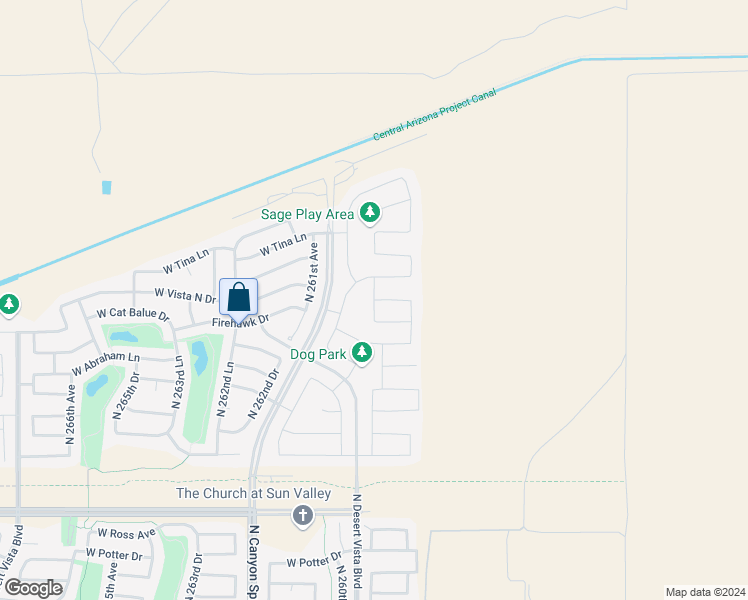 map of restaurants, bars, coffee shops, grocery stores, and more near 21770 North 259th Lane in Buckeye