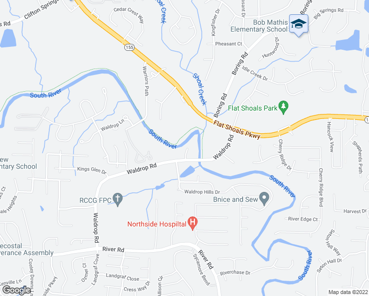 map of restaurants, bars, coffee shops, grocery stores, and more near 3667 Waldrop Cliff Lane in Decatur