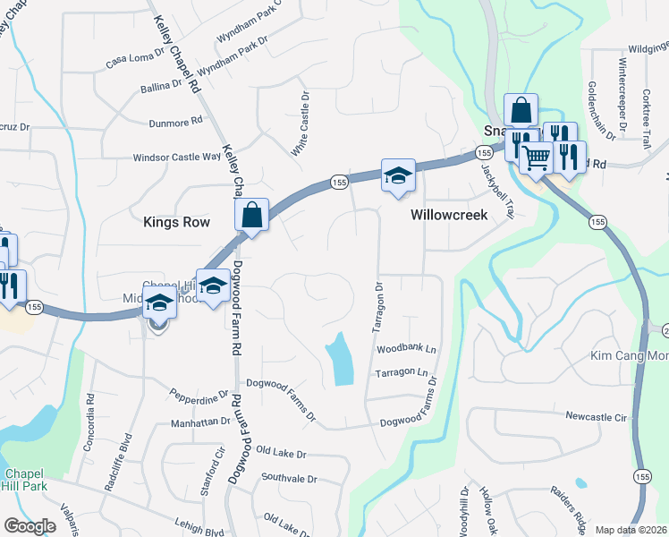 map of restaurants, bars, coffee shops, grocery stores, and more near 4387 Oakleaf Cove in Decatur