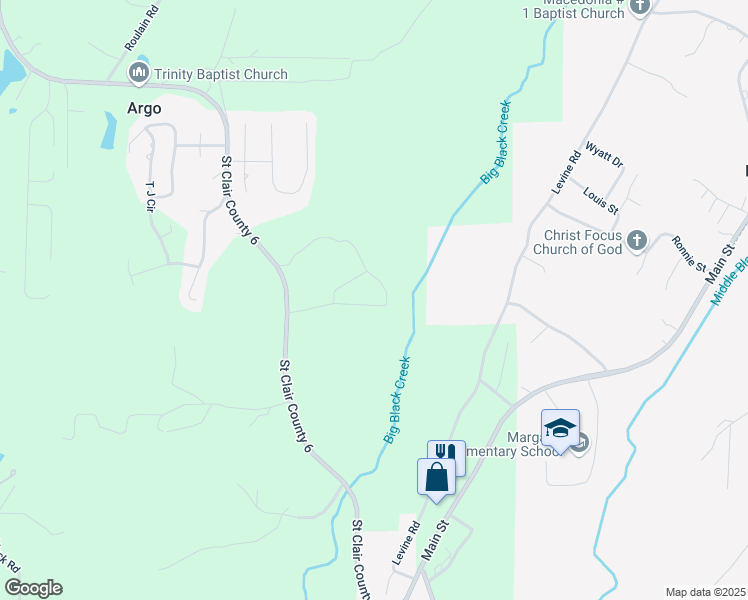 map of restaurants, bars, coffee shops, grocery stores, and more near 155 Deer Creek Drive in Odenville