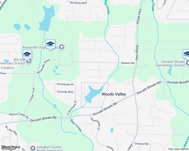 map of restaurants, bars, coffee shops, grocery stores, and more near 6312 Fairoaks Place in Douglasville