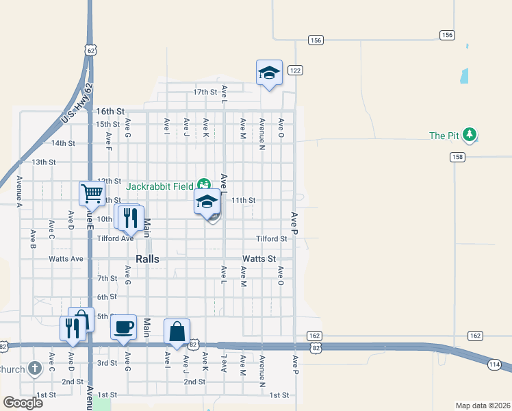 map of restaurants, bars, coffee shops, grocery stores, and more near 1314-1318 10th Street in Ralls