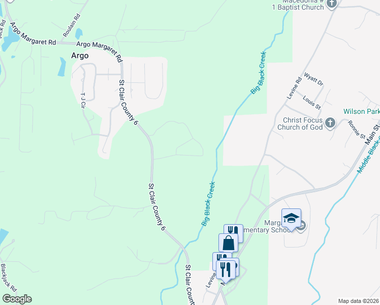 map of restaurants, bars, coffee shops, grocery stores, and more near 120 Deer Creek Drive in Odenville