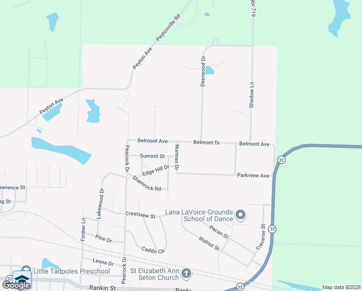 map of restaurants, bars, coffee shops, grocery stores, and more near 310 Norman Drive in Ashdown