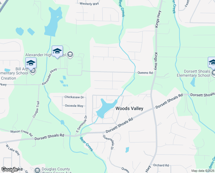 map of restaurants, bars, coffee shops, grocery stores, and more near 6312 Fairoaks Place in Douglasville
