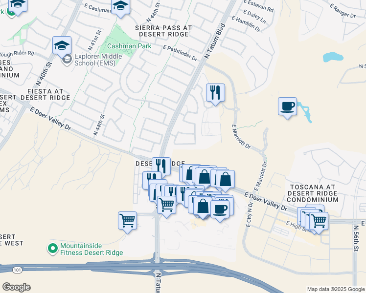 map of restaurants, bars, coffee shops, grocery stores, and more near 4829 East Abraham Lane in Phoenix