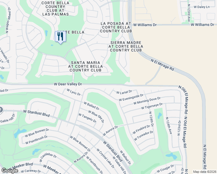 map of restaurants, bars, coffee shops, grocery stores, and more near 21650 North 125th Way in Sun City West