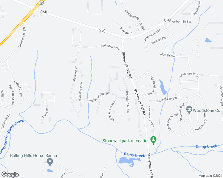 map of restaurants, bars, coffee shops, grocery stores, and more near 6532 Waterford Street Southwest in Atlanta