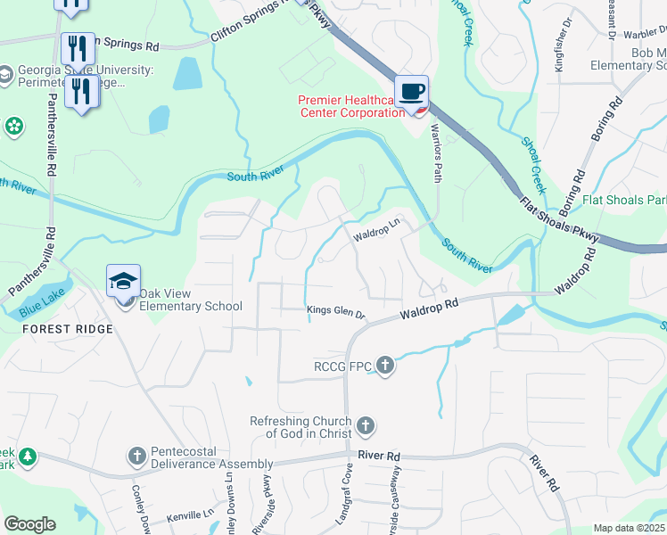 map of restaurants, bars, coffee shops, grocery stores, and more near 3911 Waldrop Lane in Decatur