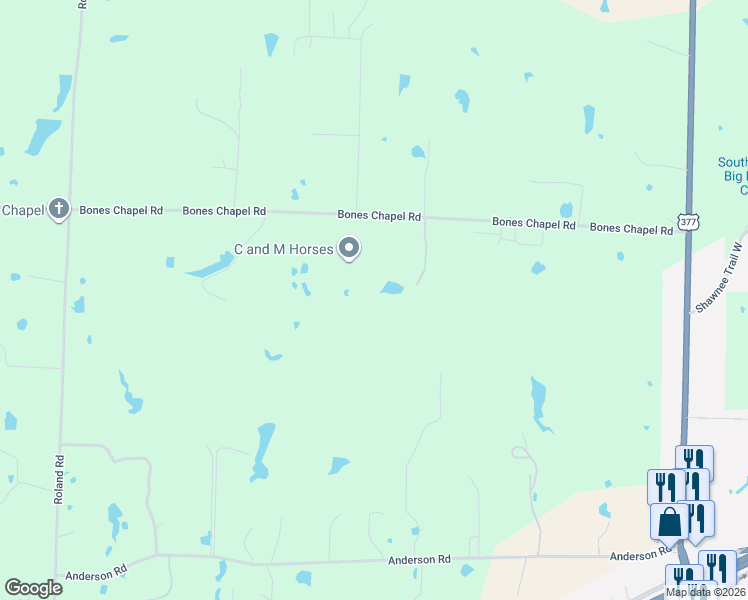 map of restaurants, bars, coffee shops, grocery stores, and more near 790 Bones Chapel Road in Whitesboro