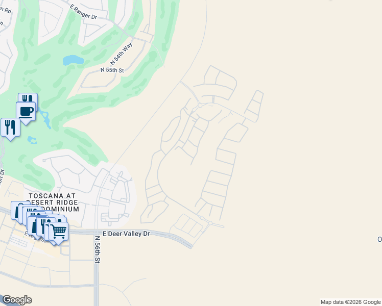map of restaurants, bars, coffee shops, grocery stores, and more near North 56th Street in Phoenix