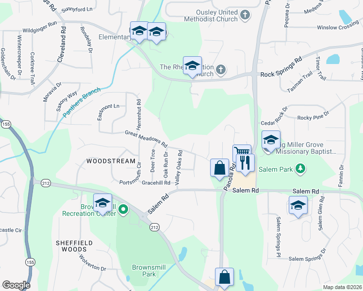 map of restaurants, bars, coffee shops, grocery stores, and more near 5050 Great Meadows Road in Stonecrest