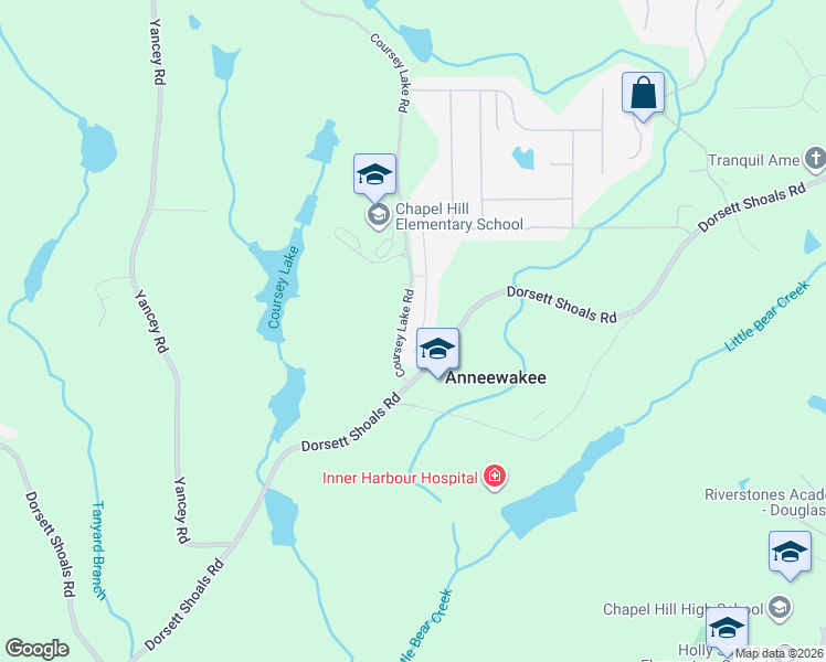 map of restaurants, bars, coffee shops, grocery stores, and more near 4566 Bellemeade Drive in Douglasville