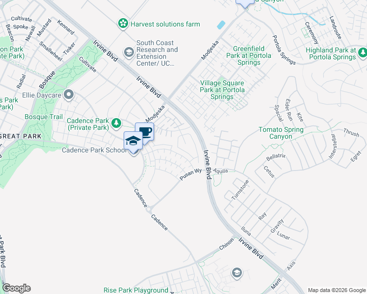map of restaurants, bars, coffee shops, grocery stores, and more near 209 Stage in Irvine