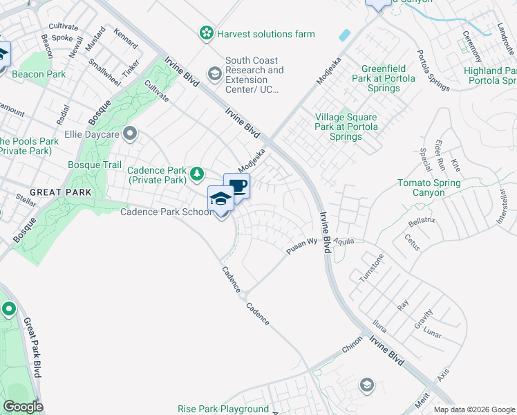 map of restaurants, bars, coffee shops, grocery stores, and more near in Irvine