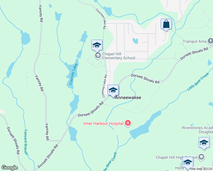 map of restaurants, bars, coffee shops, grocery stores, and more near 4566 Bellemeade Drive in Douglasville