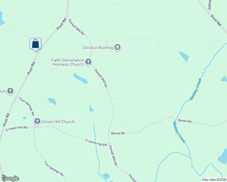 map of restaurants, bars, coffee shops, grocery stores, and more near 4570 Daniell Mill Road in Winston