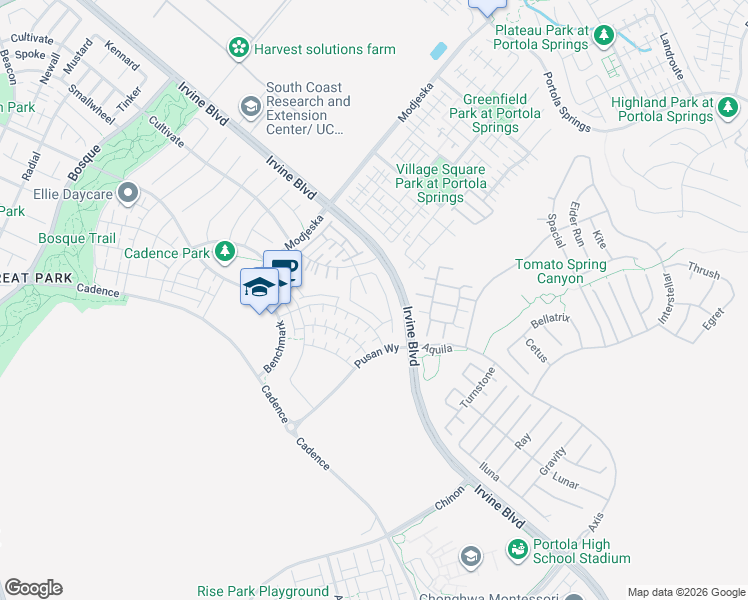 map of restaurants, bars, coffee shops, grocery stores, and more near 204 Stage in Irvine