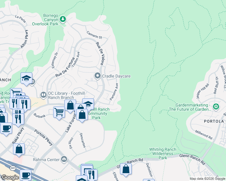 map of restaurants, bars, coffee shops, grocery stores, and more near 92 Parrell Avenue in Lake Forest