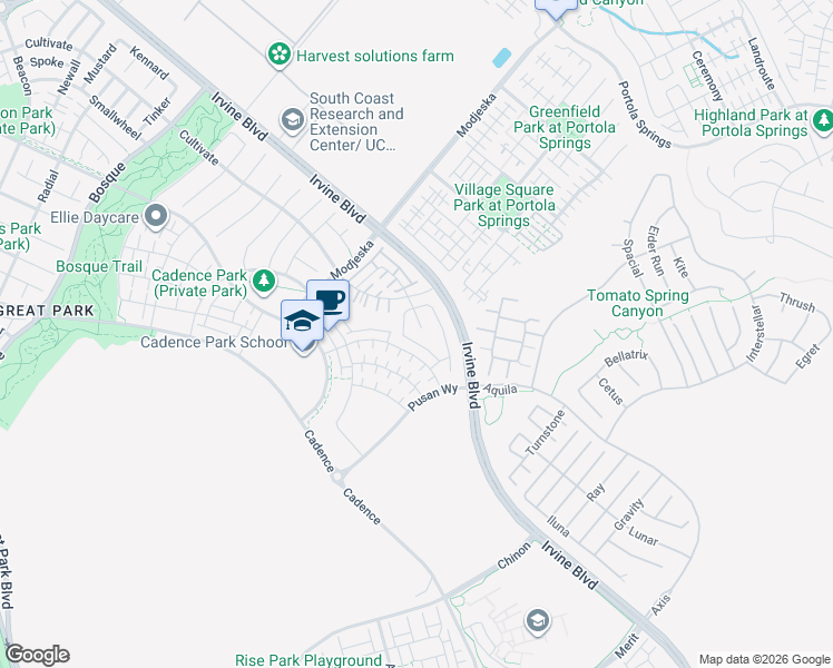 map of restaurants, bars, coffee shops, grocery stores, and more near 209 Stage in Irvine