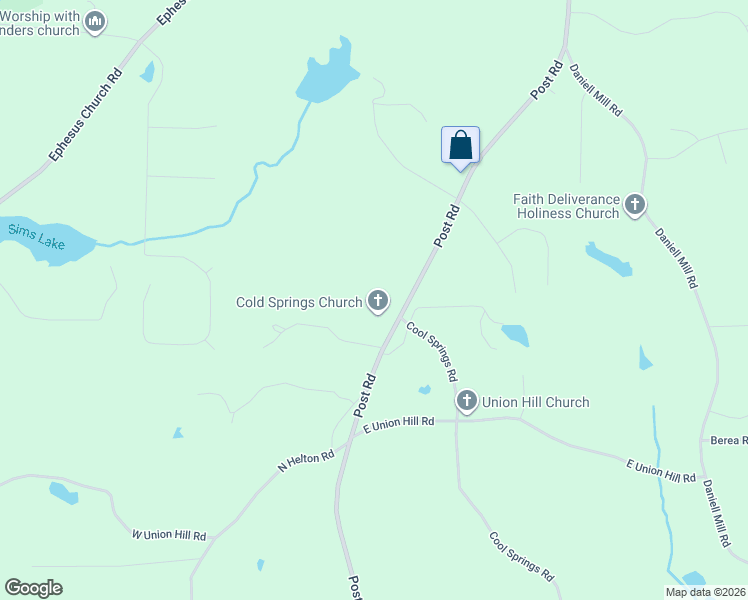 map of restaurants, bars, coffee shops, grocery stores, and more near 4581 Post Road in Winston