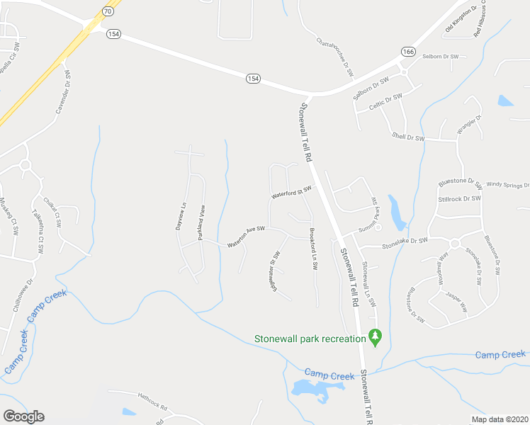 map of restaurants, bars, coffee shops, grocery stores, and more near 6529 Waterford Street Southwest in Atlanta