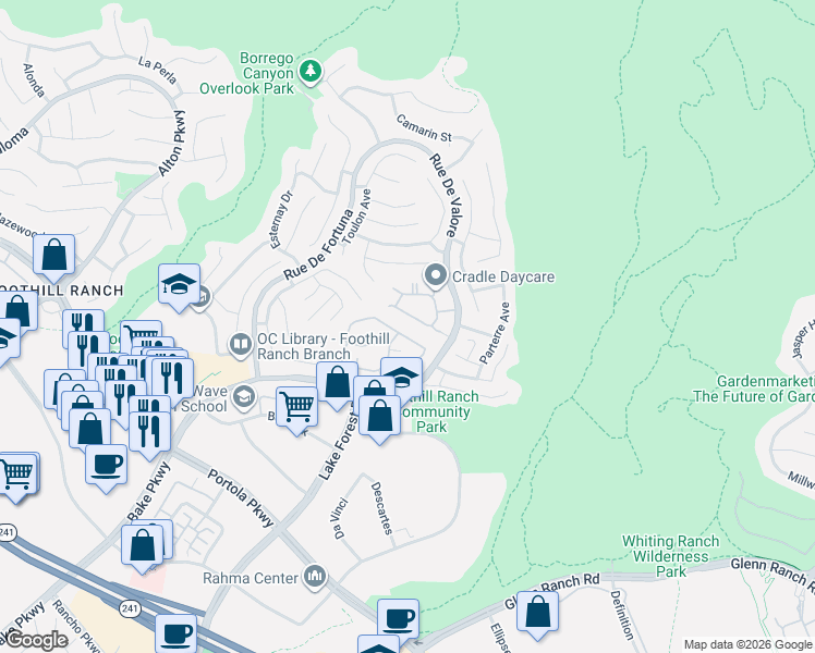 map of restaurants, bars, coffee shops, grocery stores, and more near 277 Chaumont Circle in Lake Forest
