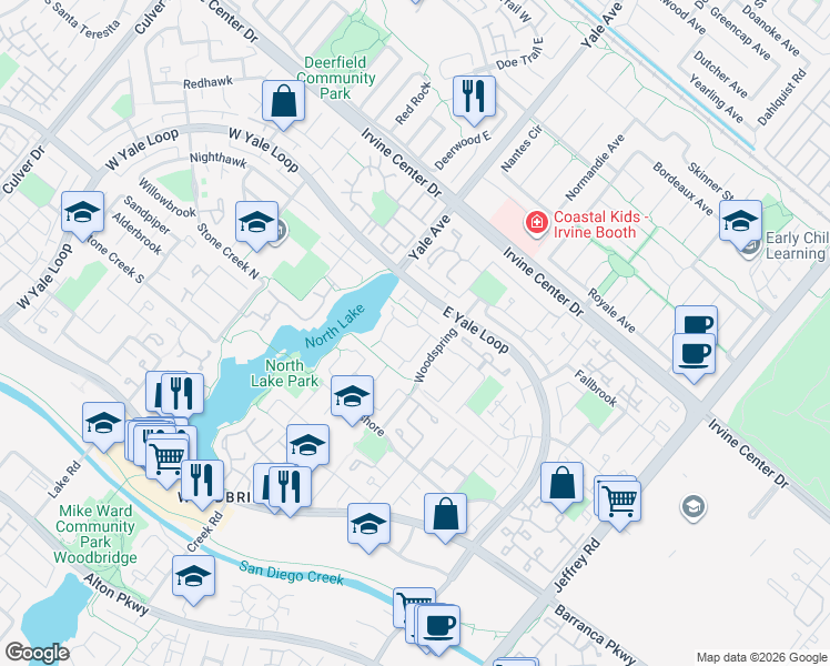 map of restaurants, bars, coffee shops, grocery stores, and more near 8 Ashwood in Irvine