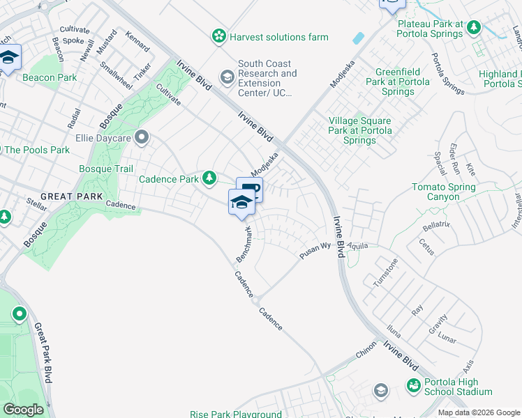 map of restaurants, bars, coffee shops, grocery stores, and more near 177 Frame in Irvine