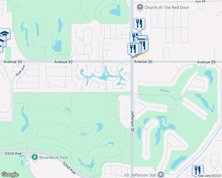 map of restaurants, bars, coffee shops, grocery stores, and more near 50325 Vía Amante in La Quinta