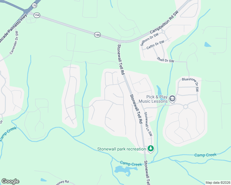 map of restaurants, bars, coffee shops, grocery stores, and more near 265 Waterfall Street Southwest in Atlanta