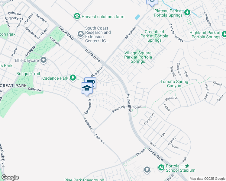 map of restaurants, bars, coffee shops, grocery stores, and more near 638 Cultivate in Irvine