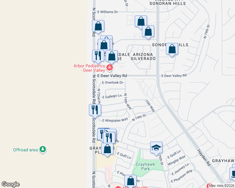 map of restaurants, bars, coffee shops, grocery stores, and more near 7329 East Fledgling Drive in Scottsdale