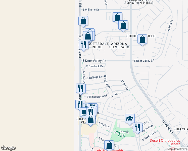 map of restaurants, bars, coffee shops, grocery stores, and more near 7329 East Fledgling Drive in Scottsdale