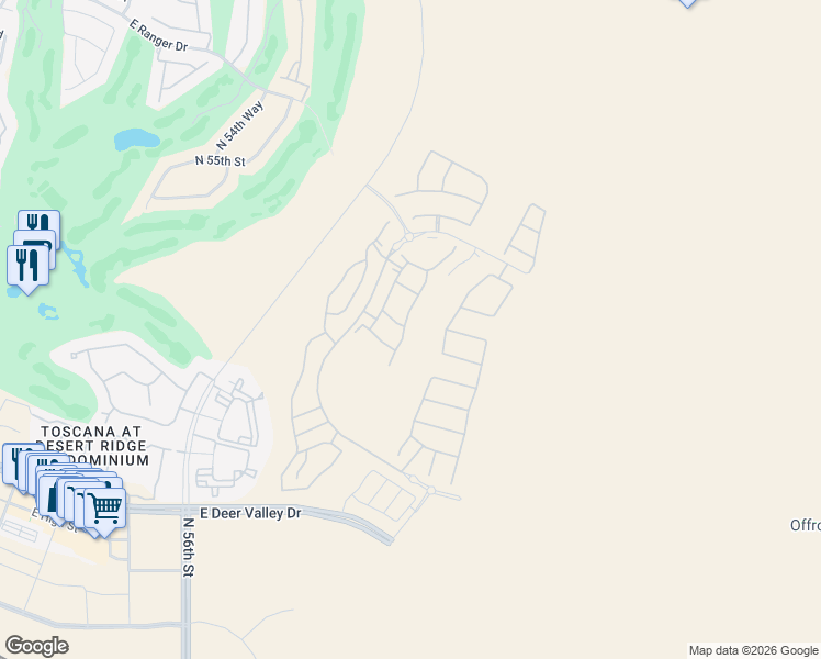 map of restaurants, bars, coffee shops, grocery stores, and more near 21617-21907 N 56th St in Phoenix