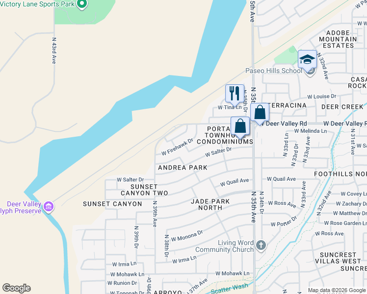 map of restaurants, bars, coffee shops, grocery stores, and more near 3709 West Cat Balue Drive in Glendale