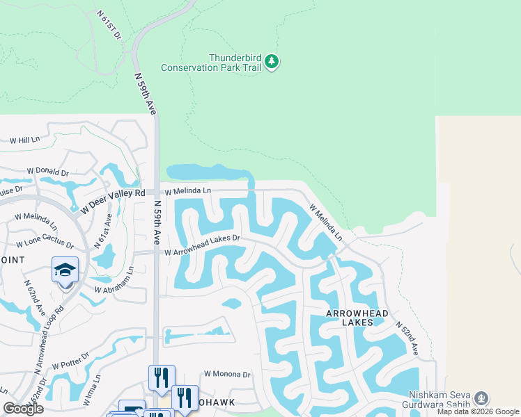 map of restaurants, bars, coffee shops, grocery stores, and more near 21680 North 56th Avenue in Glendale