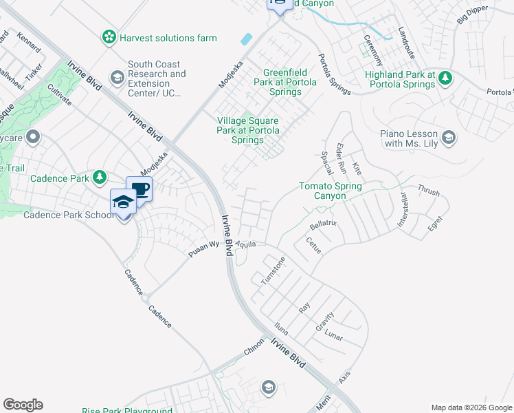 map of restaurants, bars, coffee shops, grocery stores, and more near 120 Swift in Irvine