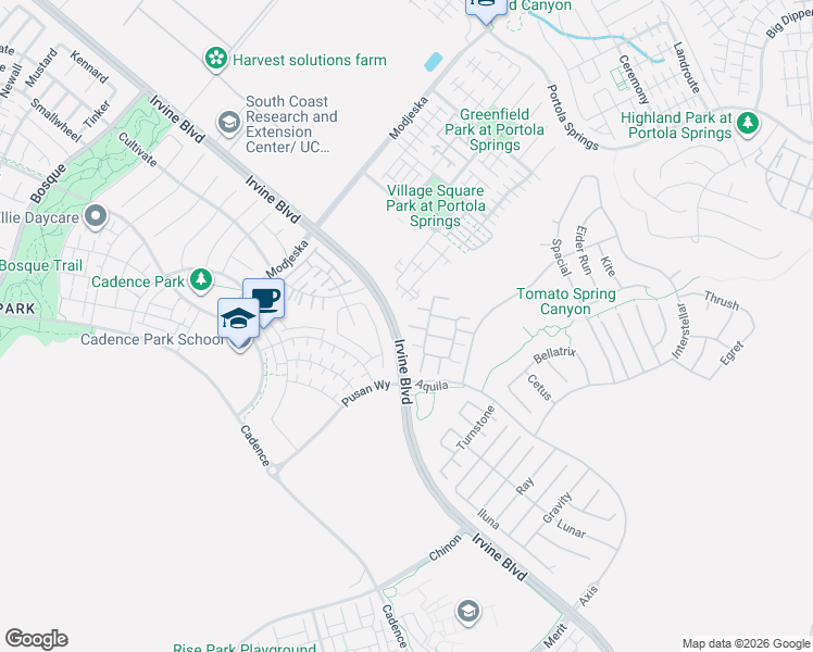 map of restaurants, bars, coffee shops, grocery stores, and more near 1026 Fountainhead in Irvine
