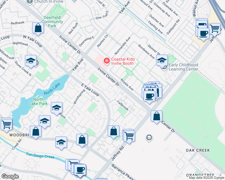 map of restaurants, bars, coffee shops, grocery stores, and more near 9 Eastmont in Irvine