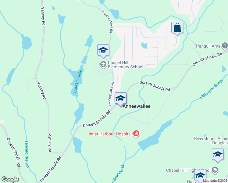 map of restaurants, bars, coffee shops, grocery stores, and more near 4536 Bellemeade Drive in Douglasville