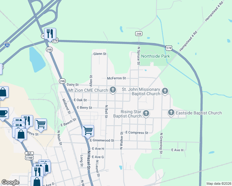 map of restaurants, bars, coffee shops, grocery stores, and more near 815 Dairy Street in Hope